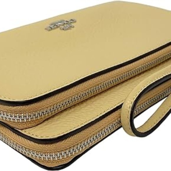 Coach Double Zip Wallet - Vanilla Pebble Leather - C5610 - Phone Wristlet - Picture 2 of 3